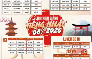 Lịch Khai Giảng SHIN (Trẻ Em)